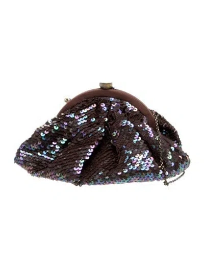 Pre-owned Santi Sequins Minaudière W/ Tags In Brown