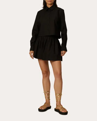 Santicler Women's Cole Cropped Boyfriend Shirt In Black