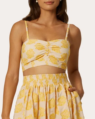 Santicler Women's Daria Floral Jacquard Cropped Bralette Top In Yellow