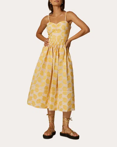 Santicler Women's Miria Floral Jacquard Strappy Dress In Yellow