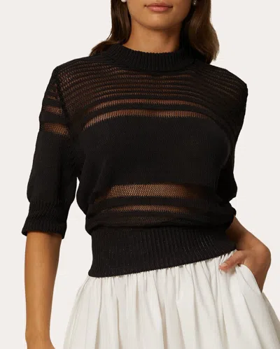 Santicler Women's Olivia Striped Short-sleeve Sweater In Black