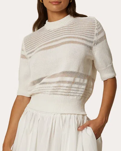 Santicler Women's Olivia Striped Short-sleeve Sweater In White