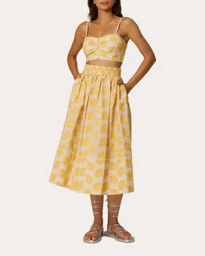 Santicler Women's Sofia Floral Jacquard Full Skirt In Yellow