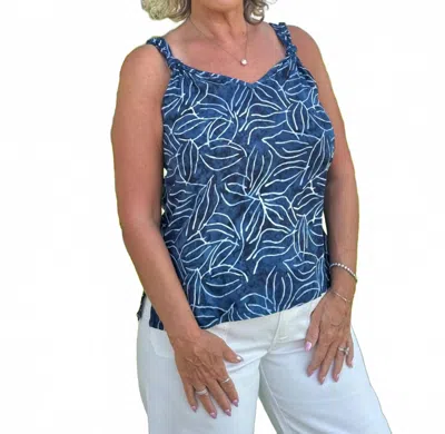 Santiki Lyla Top In Navy Leaf In Blue