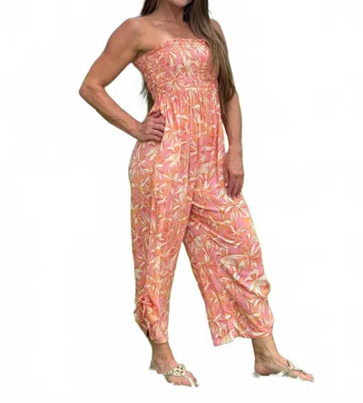 Santiki The Cambria Jumpsuit In Pink & Orange Flower