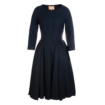 Santinni Blue 'lady' Italian Wool Swing Dress Coat In Blu