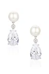 Santinni Men's Highgrove Freshwater Pearl & Crystal Drop Silver Earrings
