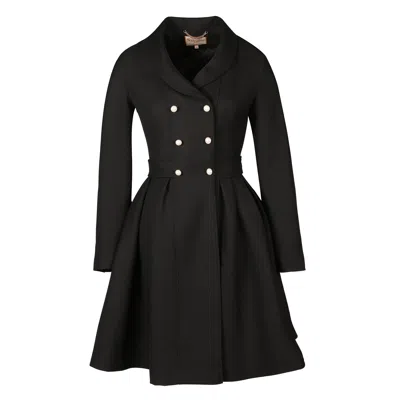 Santinni Women's Black 'kennedy' 100% Wool Dress Coat In Nero
