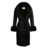 Santinni Women's Black 'marlene' 100% Cashmere & Wool Coat With Faux Fur In Nero In Black