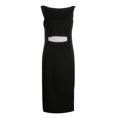 Santinni Women's Black 'tiffany' French Cotton Boat Neck Shift Dress In Nero