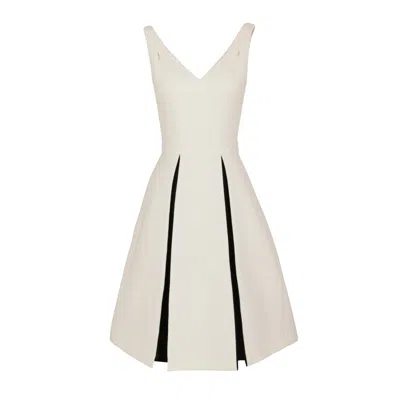 Santinni Women's Black / White ‘adeline' Wool Dress With Silk Taffeta In Bianco
