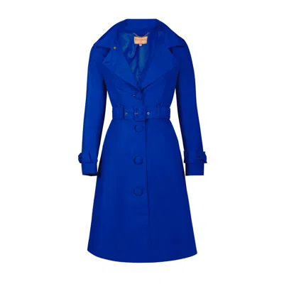 Santinni Women's Blue 'ingrid' Raincoat With Detachable Hood & Bows In Indigo
