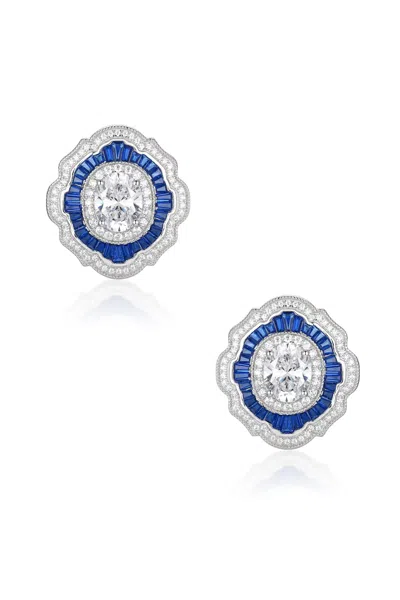 Santinni Women's Blue / Silver Cleopatra Art Deco Silver Earrings In Multi