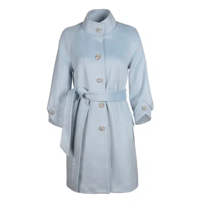 Santinni Women's Blue 'taylor' 100% Cashmere & Wool Coat In Blu