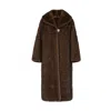 Santinni Women's Brown Hollywood Full-length Faux Fur Coat In Marrone In Brown