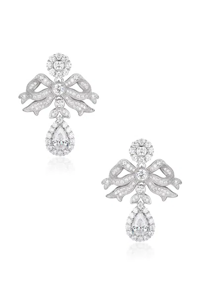 Santinni Women's Elizabeth Bow & Drop Silver Earrings