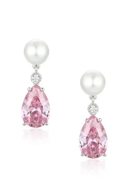 Santinni Women's Highgrove Freshwater Pearl & Pink Crystal Drop Silver Earrings