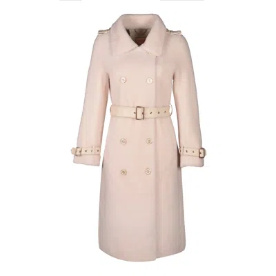 Santinni Women's 'loren' 100% Wool Trench Coat - White