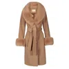 Santinni Women's 'marlene' 100% Cashmere & Wool Coat In Brown In Brown
