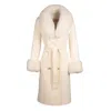 Santinni Women's 'marlene' 100% Cashmere & Wool Coat With Faux Fur In White In White
