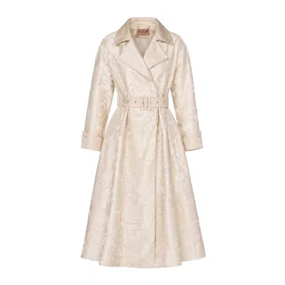 Santinni Women's Neutrals Charmed Satin Jacquard Trench Coat