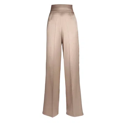 Santinni Women's Neutrals Limited Edition 'jolie' Heavy Silk Palazzo Trousers In Ostrica