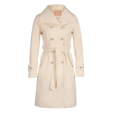 Santinni Women's Neutrals 'malena' Cotton Trench In Crema In Yellow