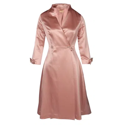 Santinni Women's Pink / Purple 'astor' 100% Wool & Silk Dress Coat In Rosa In Pink/purple