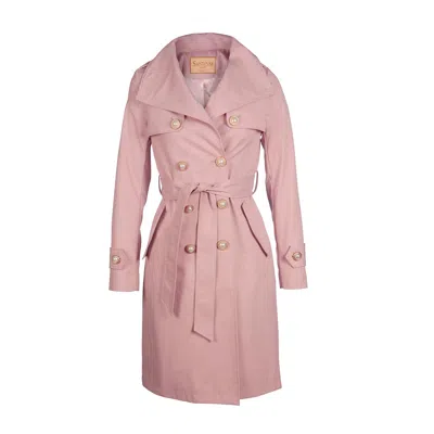 Santinni Women's Pink / Purple 'malena' 100% Cotton Trench In Polverosa Rosa In Pink/purple