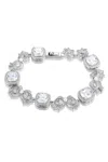 Santinni Women's Pink / Silver 'marie Antoinette' Cushion-cut Crystal & Bow Silver Bracelet In Multi
