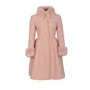 Santinni Women's Pink 'starlet' Wool Tweed Dress Coat With Faux Fur In Rosa In Pink