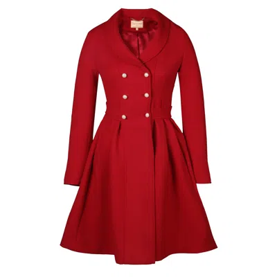 Santinni Women's Red 'kennedy' 100% Wool Dress Coat In Rosso
