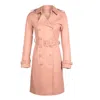 Santinni Women's Rose Gold 'belle Du Jour' 100% Leather Trench Coat In Rosa In Rose Gold