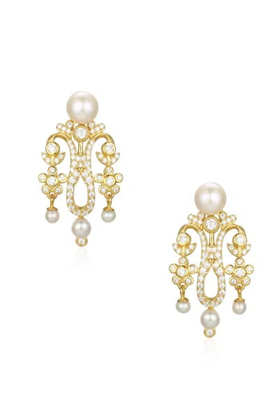 Santinni Women's Standing Ovation Pearl Chandelier Gold-plated Earrings