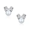 Santinni Women's Viscountess Bow & Pearl Silver Earrings With Crystals In Silver