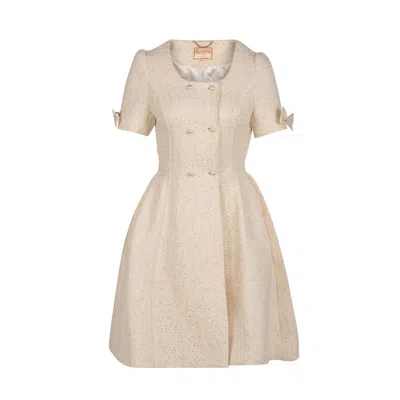 Santinni Women's White 'golden Age' Wool Tweed Dress Coat In Bianco