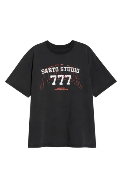 Santo Studio 777 Drappo Cotton Graphic T-shirt In Black
