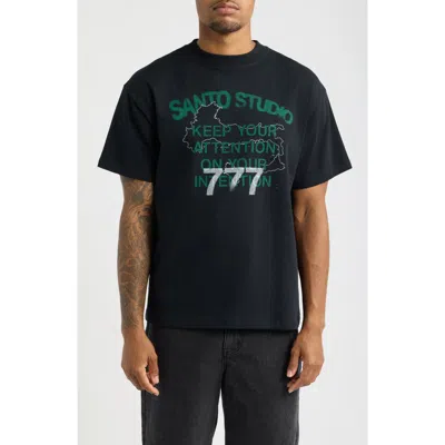 Santo Studio 777 Maps Graphic Tee In Black