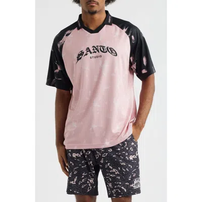 Santo Studio 888 Raglan Sleeve Club Jersey Polo In Pink