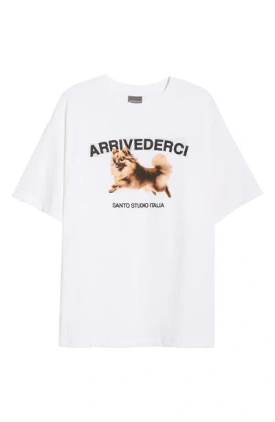 Santo Studio Arrivederci Drappo Boxy Fit Cotton Graphic T-shirt In White