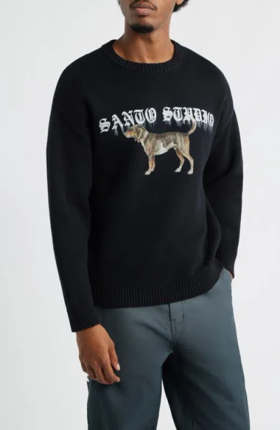 Santo Studio Blurry Dog Knit Sweater In Black