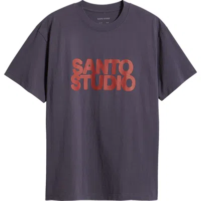 Santo Studio Bold Logo Cotton Graphic T-shirt In Blue