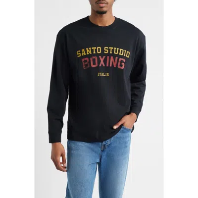 Santo Studio Boxing Division Long Sleeve Graphic T-shirt In Black