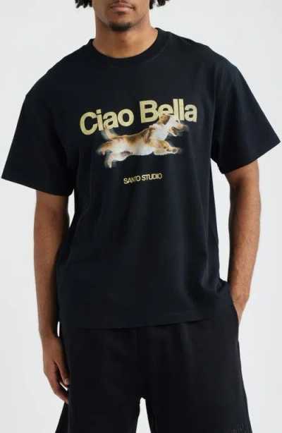 Santo Studio Ciao Bella Graphic Cotton T-shirt In Black