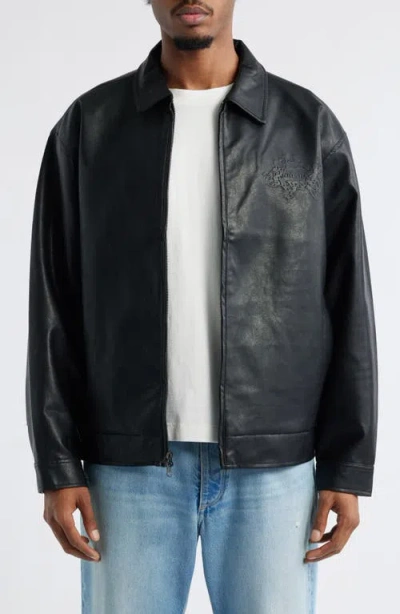 Santo Studio Circle Of Angels Faux Leather Jacket In Black