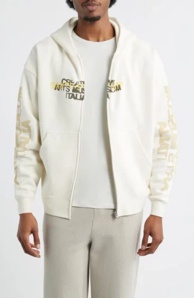 Santo Studio Creative Arts Graphic Zip Hoodie In White