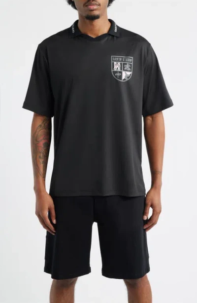 Santo Studio Crest Club Polo In Black