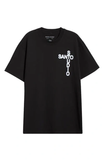 Santo Studio Crossword Drappo Cotton Graphic T-shirt In Black