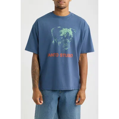 Santo Studio Cynical Stare Dog Graphic T-shirt In Fade Blue