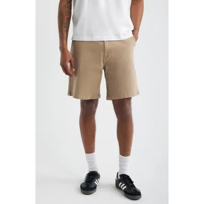 Santo Studio Del Mar Flat Front Stretch Twill Chino Shorts In Brown